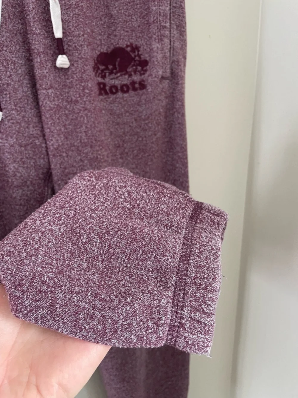 Roots Cabin Burgundy Salt and Pepper Logo Sweatpants Size XS - Picture 8 of 9